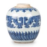 A CHINESE BLUE AND WHITE JAR