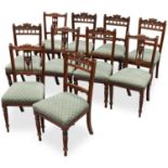 TEN LATE VICTORIAN WALNUT AND MAHOGANY SIDE CHAIRS