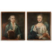 18TH CENTURY FRENCH OR SPANISH SCHOOL, PAIR OF PORTRAITS OF A GENTLEMAN AND LADY
