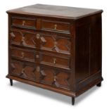 A LATE 17TH CENTURY OAK MOULDED-FRONT CHEST OF DRAWERS