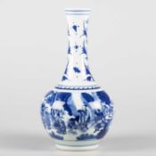 A CHINESE TRANSITIONAL BLUE AND WHITE BOTTLE VASE, 17TH CENTURY
