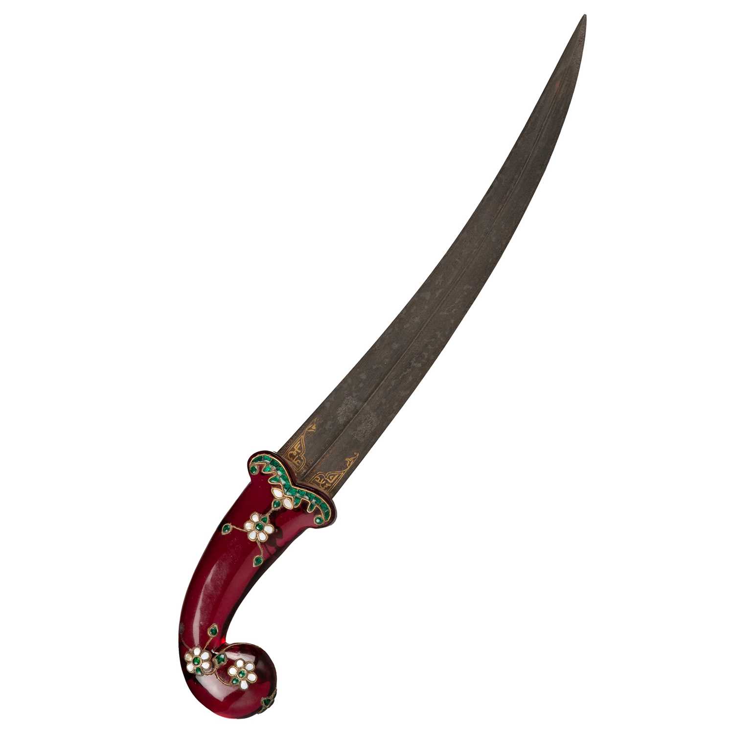 AN INLAID RED CRYSTAL-HILTED DAGGER, MUGHAL, INDIA, 18TH-19TH CENTURY