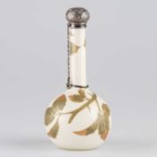 A LATE VICTORIAN SILVER AND POTTERY SCENT BOTTLE