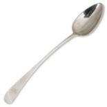 A GEORGE III IRISH SILVER BASTING SPOON