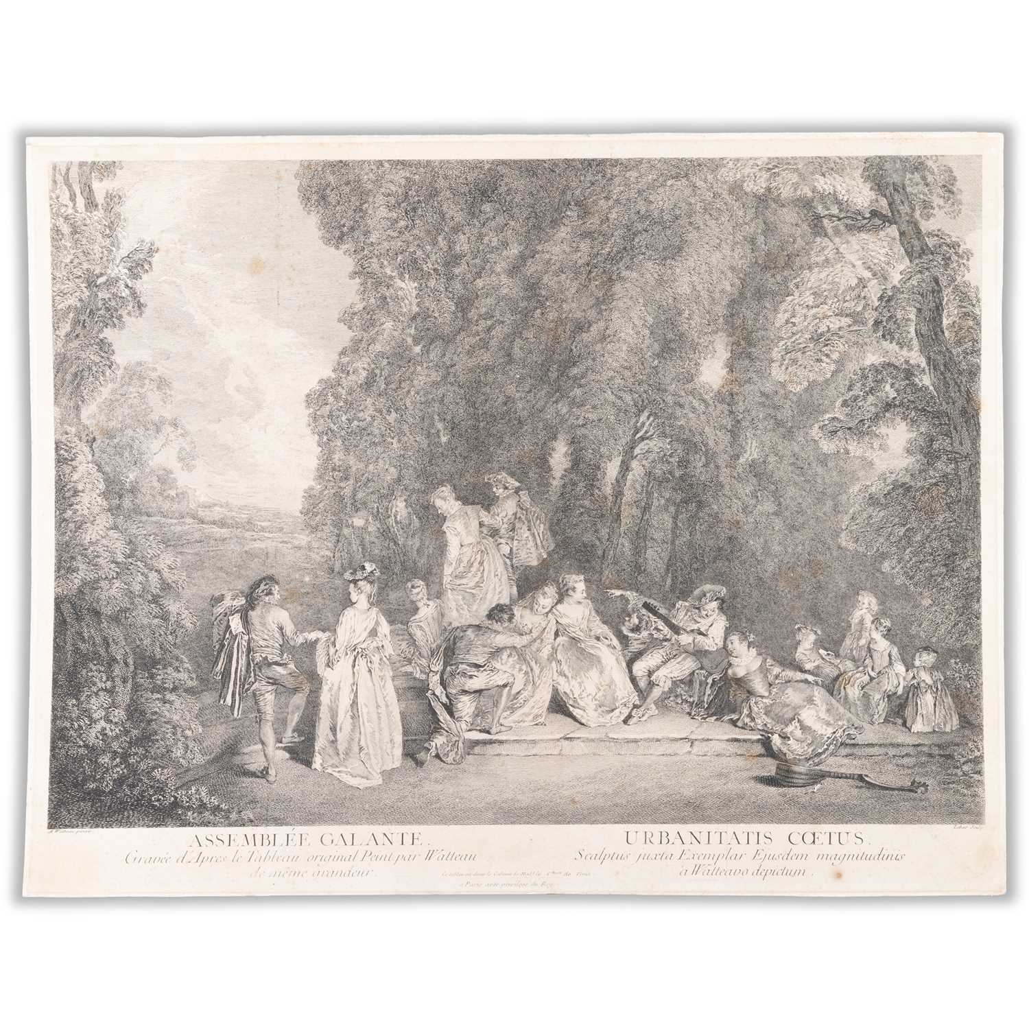 JACQUES-PHILIPPE LE BAS AFTER JEAN-ANTOINE WATTEAU (FRENCH, 1684-1721) ASSEMBLÉE GALANTE