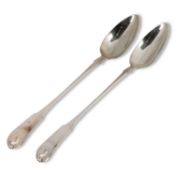 A PAIR OF GEORGE III SCOTTISH SILVER BASTING SPOONS