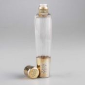 A LATE VICTORIAN SILVER GILT-MOUNTED GLASS FLASK