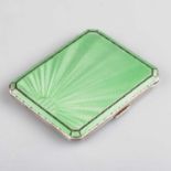 AN ART DECO SILVER AND ENAMEL CIGARETTE CASE