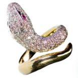 A RUBY AND DIAMOND SNAKE RING