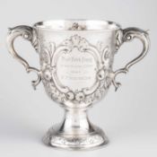 A MID-18TH CENTURY IRISH SILVER TWO-HANDLED CUP