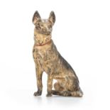 AN EARLY 20TH CENTURY AUSTRIAN COLD PAINTED BRONZE MODEL OF AN ALSATIAN