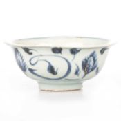 A CHINESE BLUE AND WHITE FLORAL SCROLL MINYAO BOWL, ZHENGTONG (1435-1467)