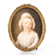 JOHN PAYNE DAVIS (1784-1862) PORTRAIT MINIATURE OF A GIRL POSSIBLY AFTER GRUEZE