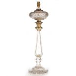 A HANDSOME 19TH CENTURY CUT-GLASS OIL LAMP