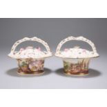 A PAIR OF POT POURRI BASKETS AND COVERS, OF ROCKINGHAM TYPE