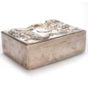A LARGE CHINESE SILVER CIGAR BOX