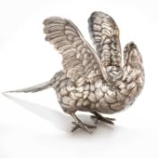 A LARGE GERMAN SILVER TABLE MODEL OF A PHEASANT