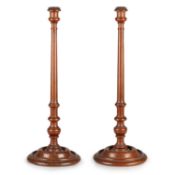 A LARGE PAIR OF COUNTRY HOUSE WALNUT CANDLESTICKS, 19TH CENTURY