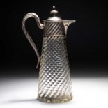 AN AUSTRO-HUNGARIAN SILVER-MOUNTED CLARET JUG