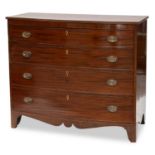 AN EARLY 19TH CENTURY MAHOGANY BOW-FRONT CHEST OF DRAWERS