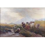 M STAIRMAND (19TH/20TH CENTURY HIGHLAND CATTLE NEAR A RIVER