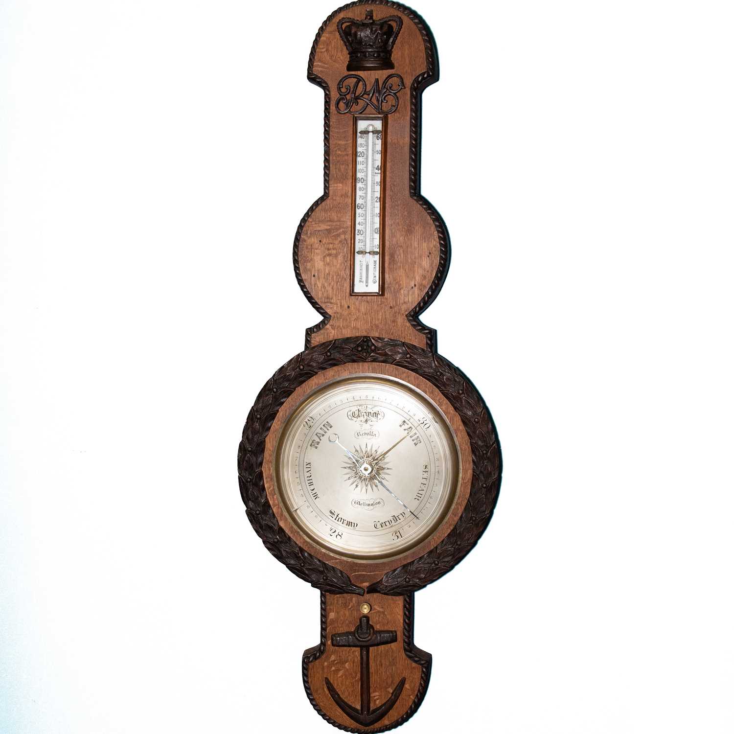 A LARGE VICTORIAN ROYAL NAVAL BAROMETER