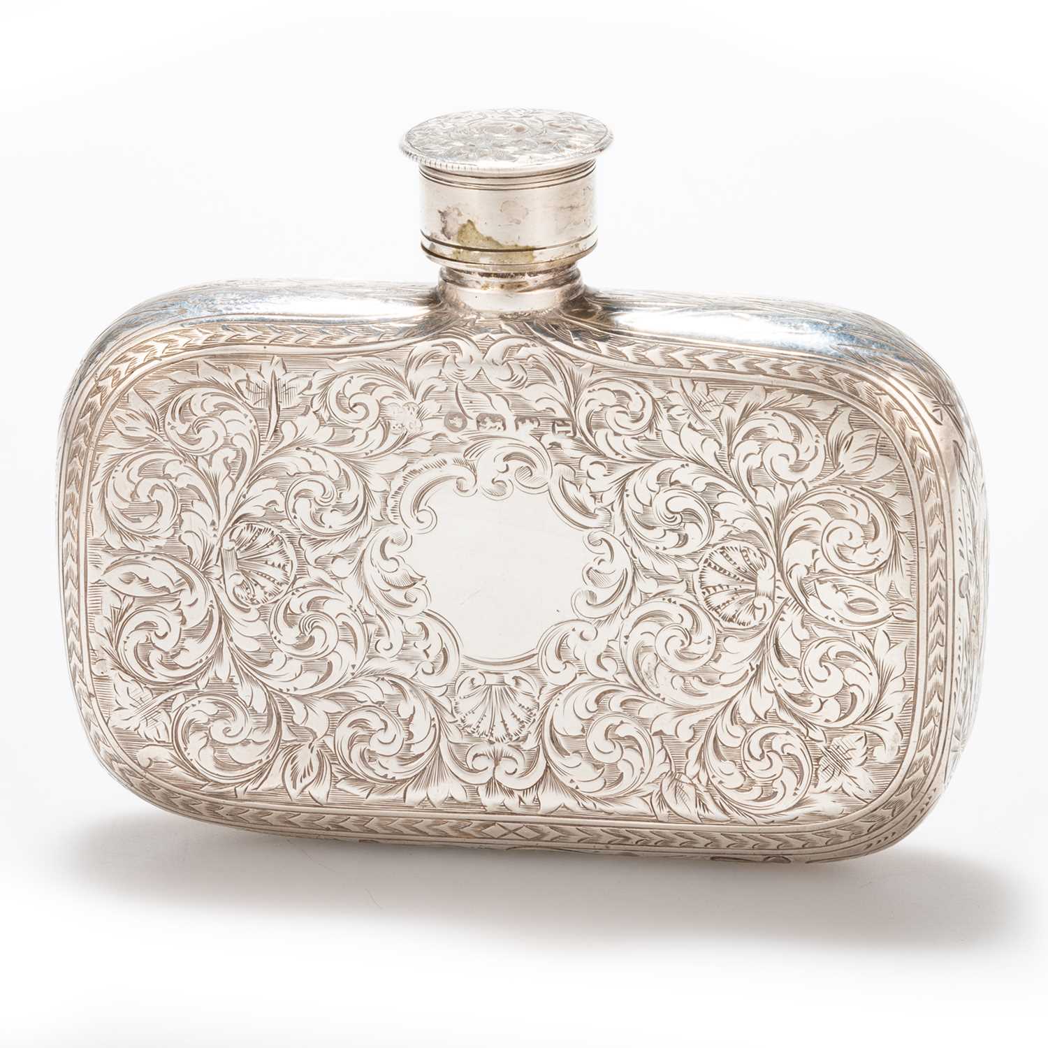 A VICTORIAN SILVER HIP FLASK - Image 2 of 2