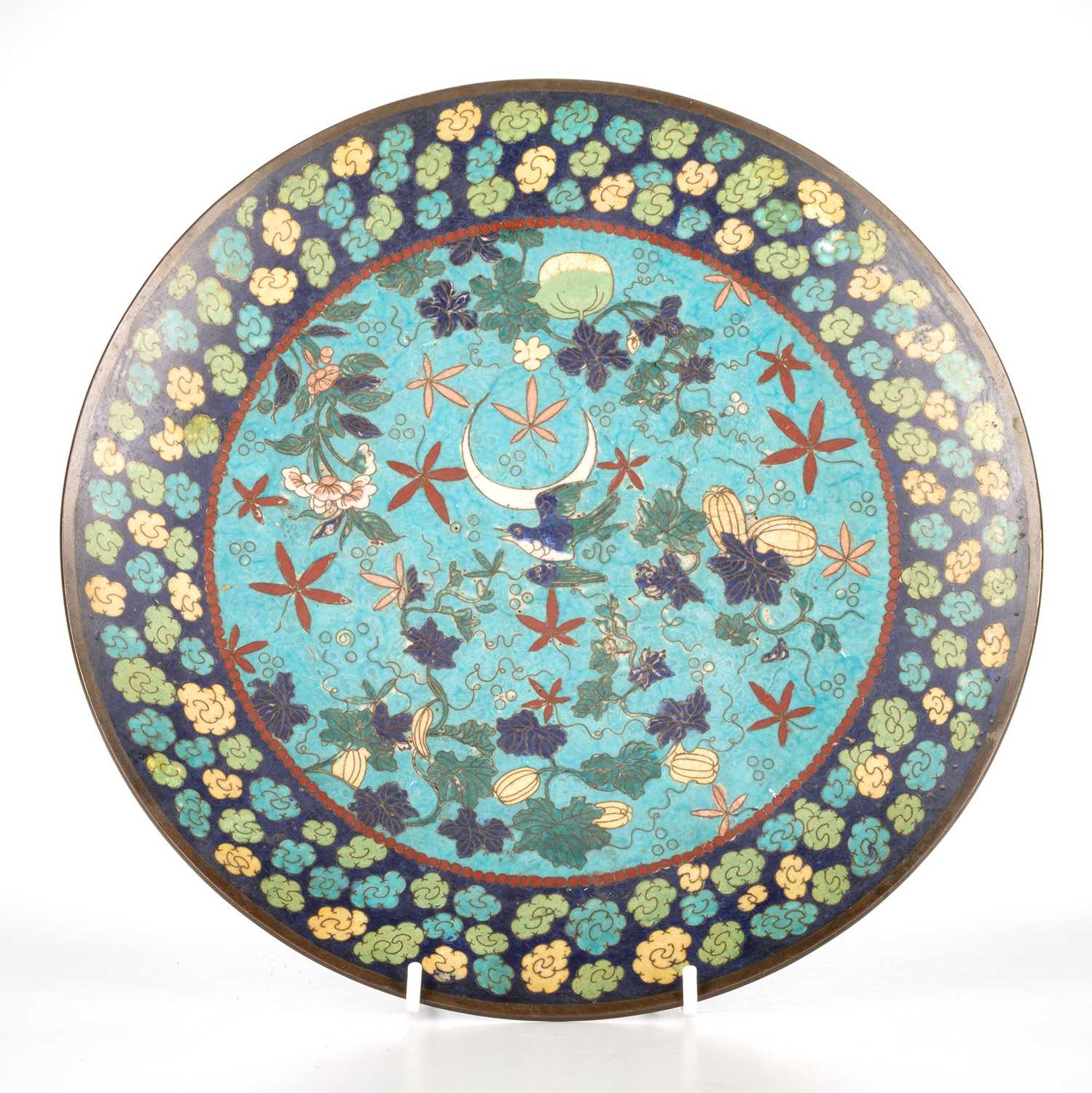 A JAPANESE CLOISONNE DISH AND A JAPANESE INLAID BRONZE VASE - Image 3 of 5