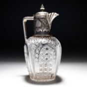 A VICTORIAN SILVER-MOUNTED AND CUT-GLASS CLARET JUG