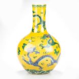 A CHINESE PORCELAIN YELLOW-GROUND DOUCAI-TYPE VASE, TIANQUIPING