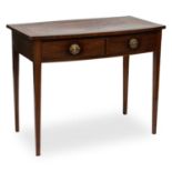 A GEORGE III MAHOGANY BOW-FRONT SIDE TABLE