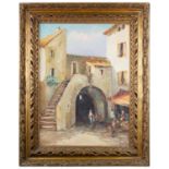 EARLY 20TH CENTURY EUROPEAN SCHOOL TOWN SCENE WITH ARCHWAY