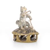 AN EARLY 20TH CENTURY AUSTRIAN COLD PAINTED BRONZE MODEL OF A CAT RIDING A TORTOISE