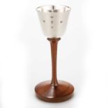 AN ELIZABETH II SILVER AND HARDWOOD GOBLET