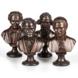 FOUR CAST BRONZE BUSTS OF MUSICIANS, MODERN