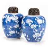 A PAIR OF CHINESE BLUE AND WHITE GINGER JARS, QING DYNASTY