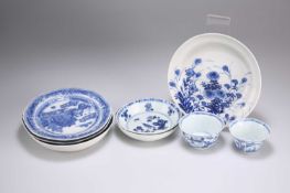 A COLLECTION OF 18TH CENTURY AND LATER BLUE AND WHITE PORCELAIN