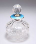 A GEORGE V SILVER AND ENAMEL SCENT BOTTLE