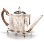 A GEORGE III SILVER TEAPOT AND STAND