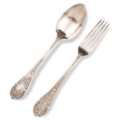 A VICTORIAN SILVER CHRISTENING KNIFE AND FORK