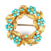 A VICTORIAN TURQUOISE SENTIMENTAL BROOCH