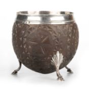 A GEORGE III SILVER-MOUNTED COCONUT CUP