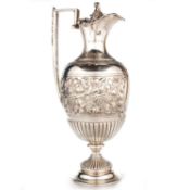 A LARGE VICTORIAN SILVER EWER