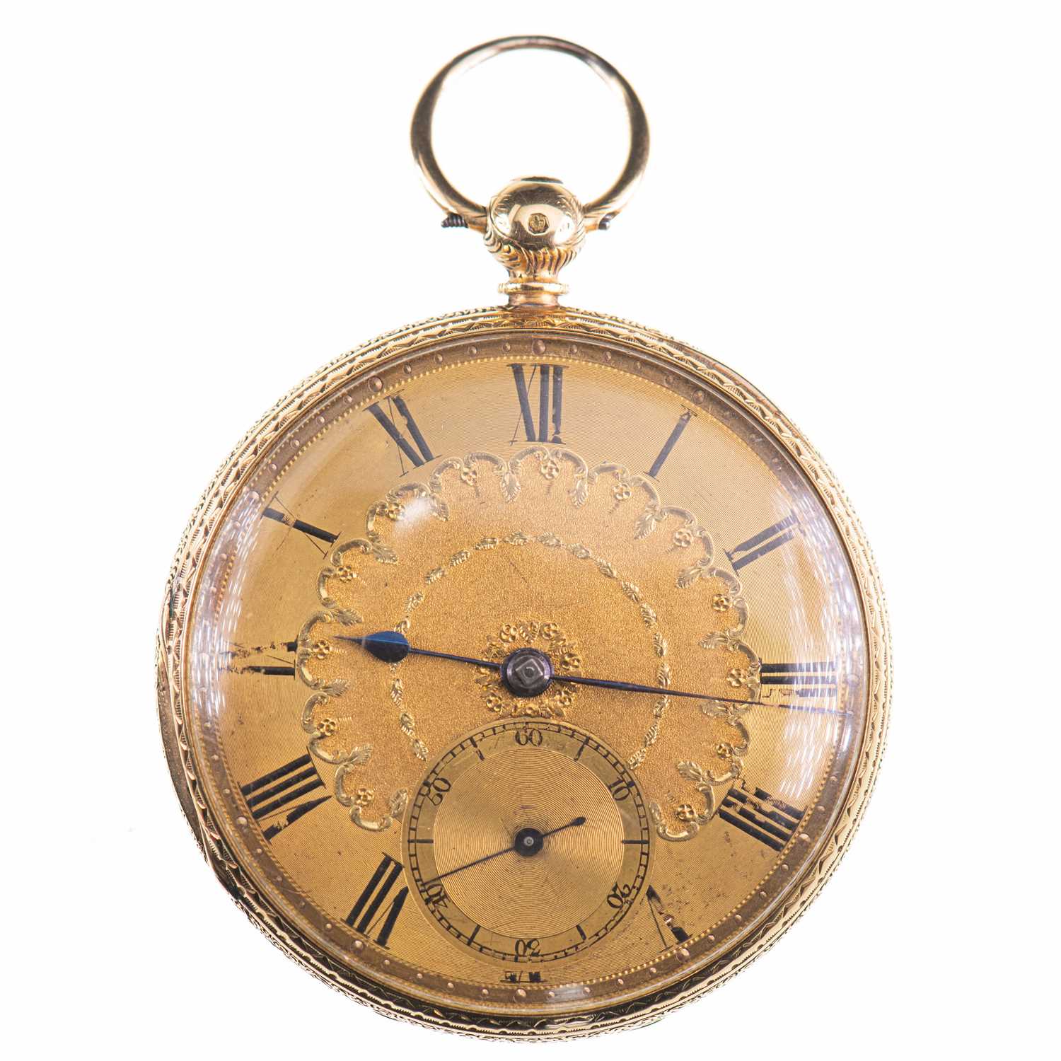 AN 18CT GOLD OPEN FACE POCKET WATCH