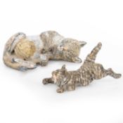 TWO EARLY 20TH CENTURY COLD PAINTED BRONZE MODELS OF CATS