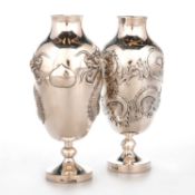 A PAIR OF CHINESE SILVER VASES