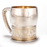 AN AMERICAN STERLING SILVER-GILT MUG