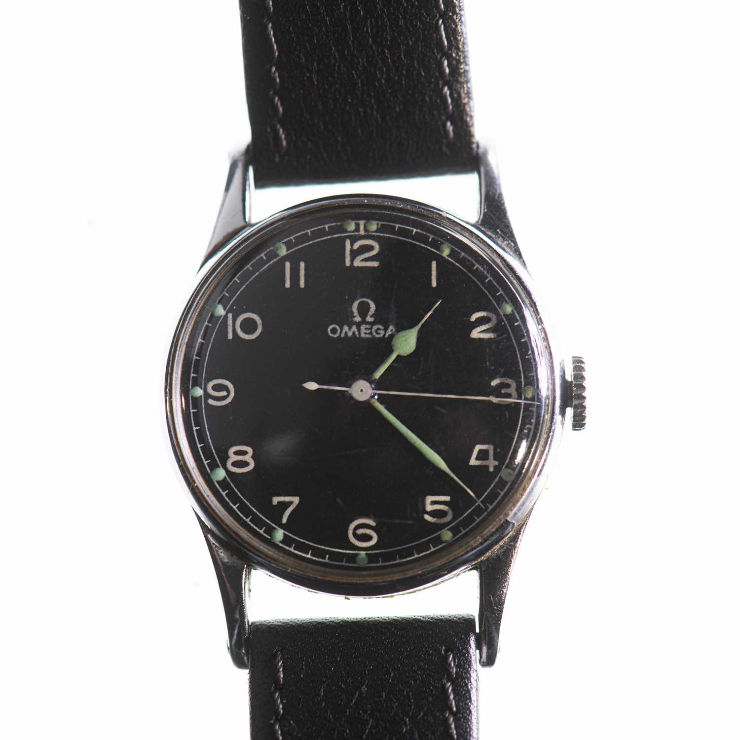 A GENTS OMEGA MILITARY STRAP WATCH