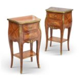 A FINE PAIR OF LOUIS XV STYLE GILT-METAL MOUNTED KINGWOOD SIDE TABLES