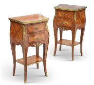 A FINE PAIR OF LOUIS XV STYLE GILT-METAL MOUNTED KINGWOOD SIDE TABLES